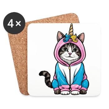 Einhorn Katze - Untersetzer (4er-Set) - Weiß - Vorne