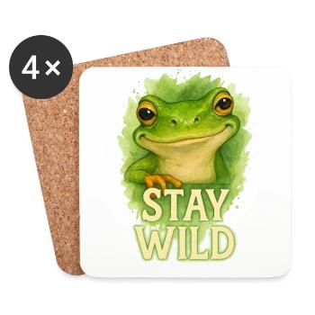Stay Wild – Lustiges Aquarell-Frosch Motiv - Untersetzer (4er-Set) - Weiß - Vorne