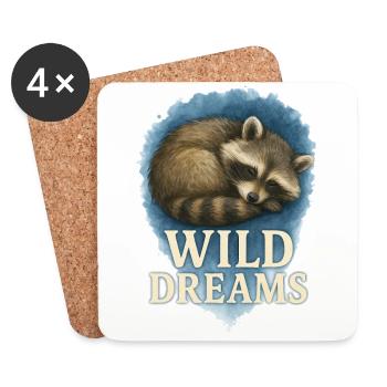 Wild Dreams – Sleeping Raccoon Watercolor - Coasters (set of 4) - white - Front