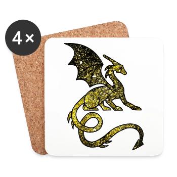 Dragon médiéval cosmique - Dessous de verre (lot de 4) - blanc - Devant