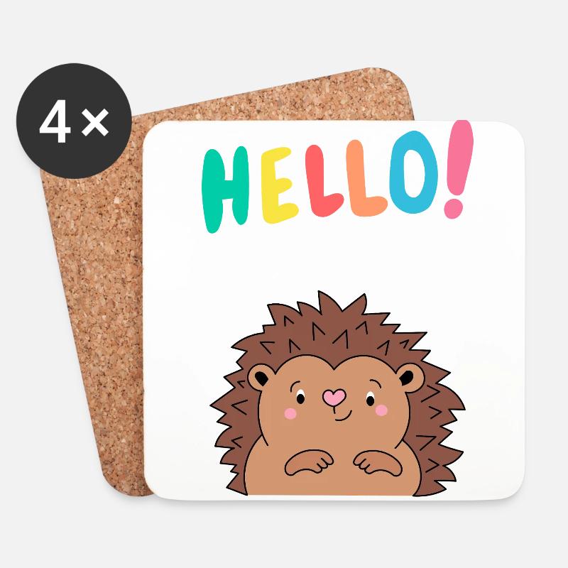 Niedlicher Igel sagt Hallo - Geschenkidee - Baby - Untersetzer (4er-Set) - Weiß