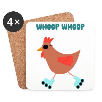 Cool chicken on rollerblades – casual style - Coasters (set of 4) - white - Front