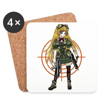 Sweet sniper in Manga style - Coasters (set of 4) - white - Front