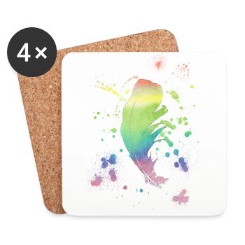 Feder Regenbogen vintage shabby cool Geschenk - Untersetzer (4er-Set) - Weiß - Vorne