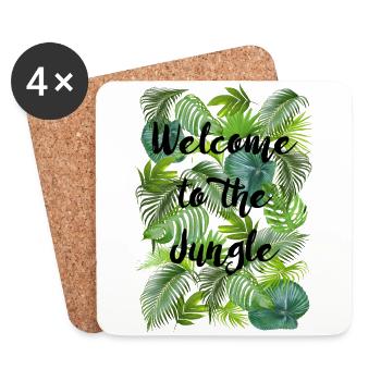 Bienvenue dans la jungle - Leaf - Nature - Music Summer - Dessous de verre (lot de 4) - blanc - Devant
