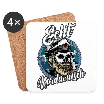Echt Norddeutsch Shirt bedruckt - Untersetzer (4er-Set) - Weiß - Vorne