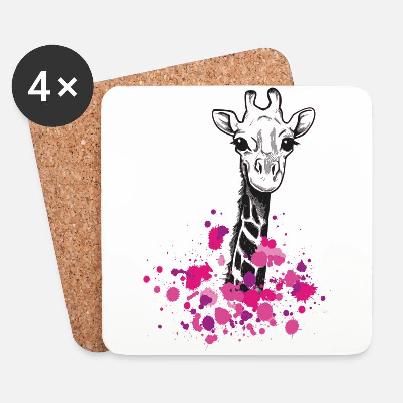 Giraffenklekse - Untersetzer (4er-Set) - Weiß
