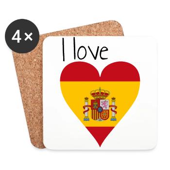 Ich liebe Spanien. Geschenkidee, spanische Flagge - Untersetzer (4er-Set) - Weiß - Vorne