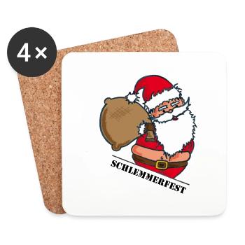 Fat Santa Claus with sack - Coasters (set of 4) - white - Front