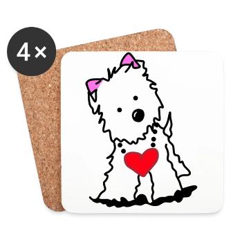 Yorkshire Terrier Hund Herz - Untersetzer (4er-Set) - Weiß - Vorne