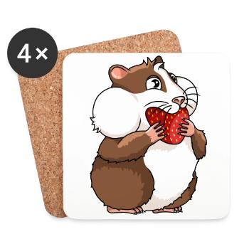 Gros cobaye à la fraise - Dessous de verre (lot de 4) - blanc - Devant