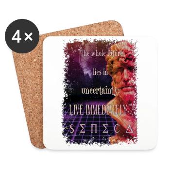 Stoic Seneca Future Quote Live Immediately - Coasters (set of 4) - white - Front