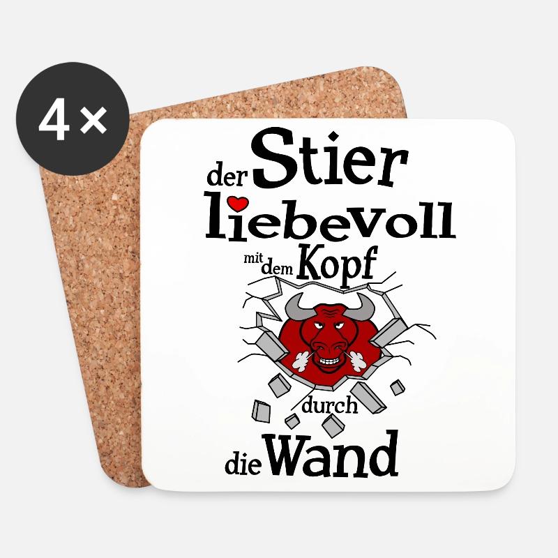 Sternzeichen Stier - Untersetzer (4er-Set) - Weiß