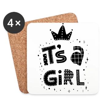 its Girl ist ein Mädchen Schwangerschaft Pregnant - Untersetzer (4er-Set) - Weiß - Vorne