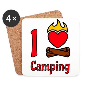 I love Camping Ich liebe Camping Campers Sprüche - Untersetzer (4er-Set) - Weiß - Vorne