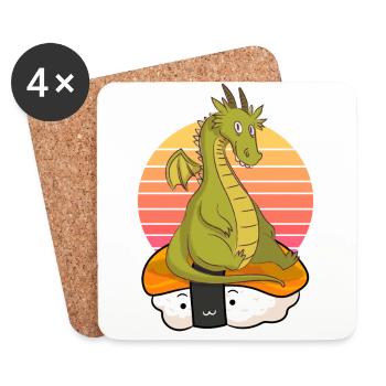 Sushi Drache - Untersetzer (4er-Set) - Weiß - Vorne