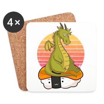 Sushi Drache - Untersetzer (4er-Set) - Weiß - Vorne