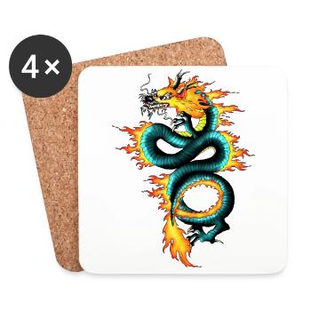 Dragon - Long - Coasters (set of 4) - white - Front