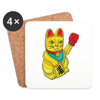 BOXING CAT - Coasters (set of 4) - white - Front