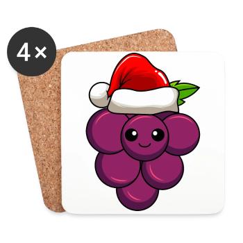 Raisins Noël Comic Noël - Dessous de verre (lot de 4) - blanc - Devant