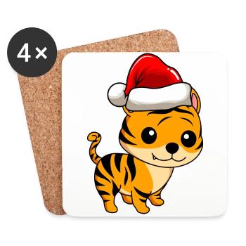 Tiger Comic Christmas - Dessous de verre (lot de 4) - blanc - Devant
