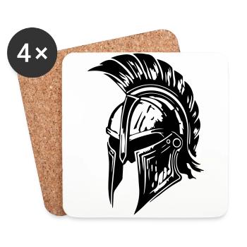 Spartan Helmet Gladiator Sparta - Coasters (set of 4) - white - Front