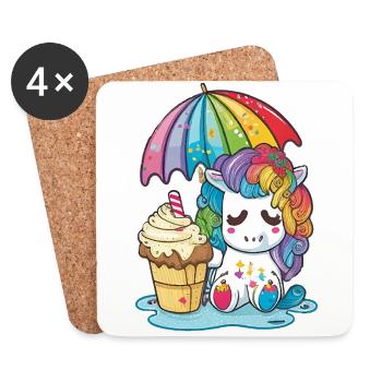 Unicorn dreams - rainbow colors to fall in love with - Coasters (set of 4) - white - Front