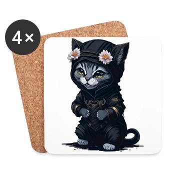 With this motif you will become a ninja - Coasters (set of 4) - white - Front