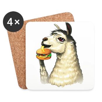 Lama mangeur de cheeseburger - Dessous de verre (lot de 4) - blanc - Devant