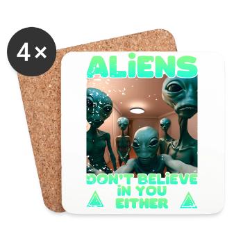 Alien Selfie - Aliens don't believe - Coasters (set of 4) - white - Front