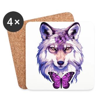 Loup #2 - Dessous de verre (lot de 4) - blanc - Devant