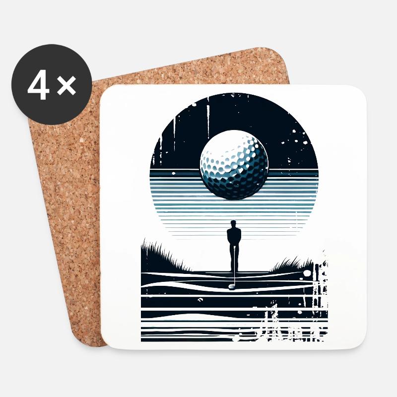 Golfer - minimalistisches Retro-Design - Untersetzer (4er-Set) - Weiß