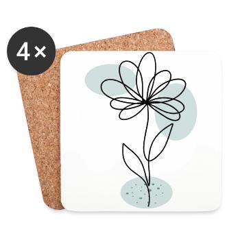 Flower boho modern art - Coasters (set of 4) - white - Front