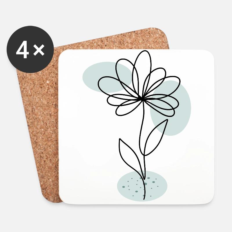 Blume Boho moderne Kunst - Untersetzer (4er-Set) - Weiß