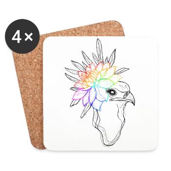 Oiseau de fierté - Dessous de verre (lot de 4) - blanc - Devant