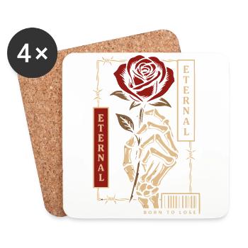 Floraison éternelle – Art romantique sombre - Dessous de verre (lot de 4) - blanc - Devant