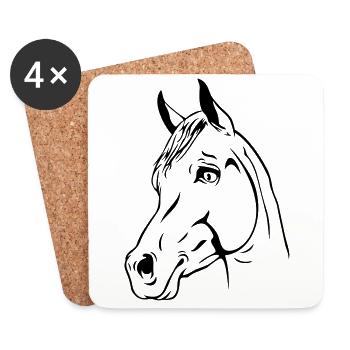Cheval en tête - Dessous de verre (lot de 4) - blanc - Devant