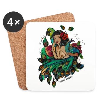 Tropical PinUp girl - Coasters (set of 4) - white - Front