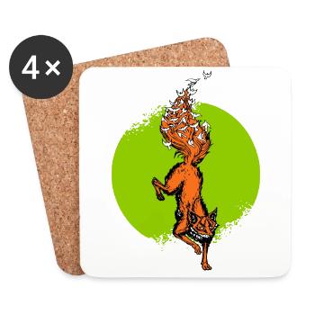 A Fox has Dreams - Coasters (set of 4) - white - Front