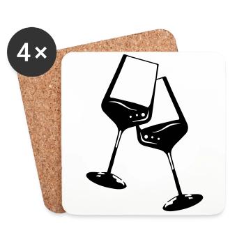 Vin verre icon symbole - Dessous de verre (lot de 4) - blanc - Devant