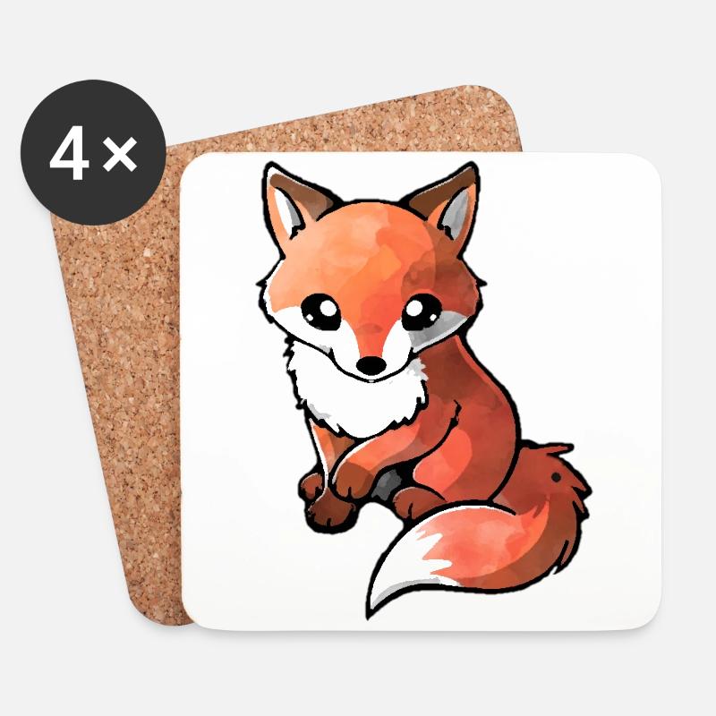 SÜSSER FUCHS - Untersetzer (4er-Set) - Weiß