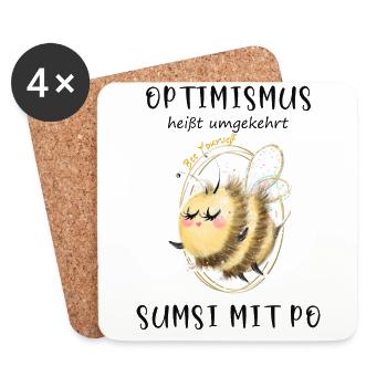 Biene Optimismus Sumsi mit Po - Untersetzer (4er-Set) - Weiß - Vorne
