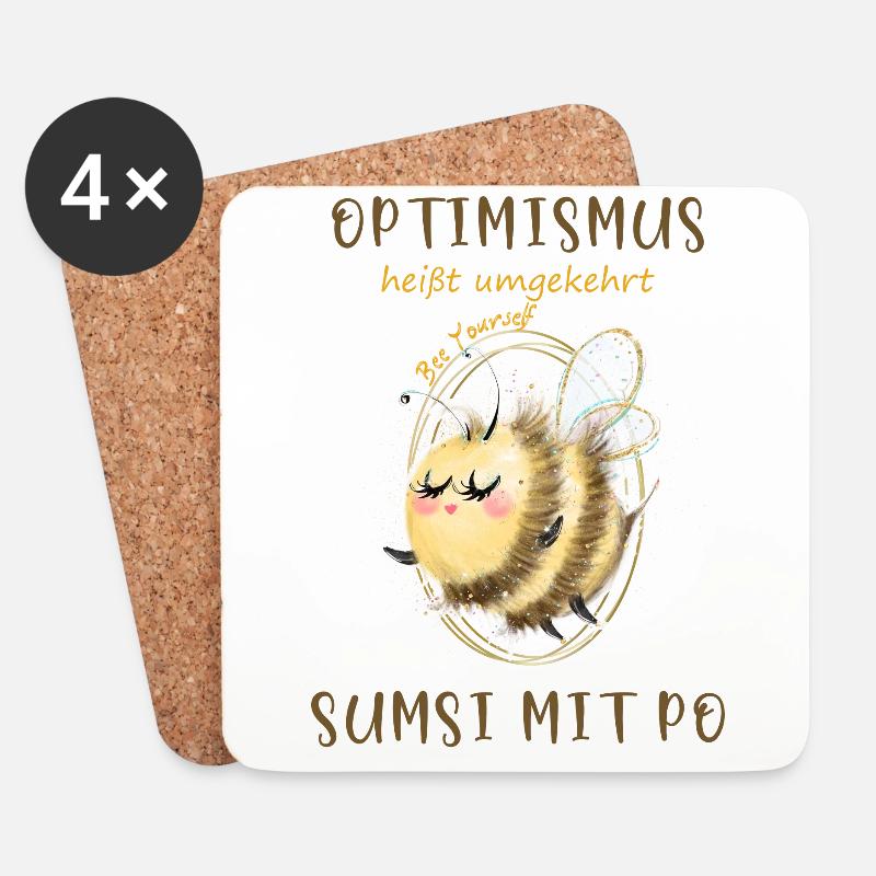 Biene Optimismus Sumsi mit Po - Untersetzer (4er-Set) - Weiß