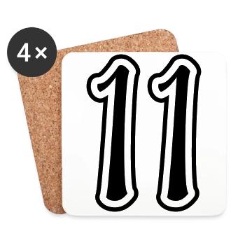 11 Numéro de numéro - Dessous de verre (lot de 4) - blanc - Devant