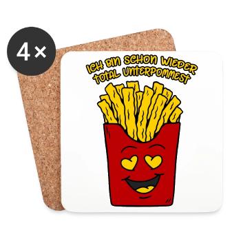 Pommes Ich bin schon wieder total unterpommest - Untersetzer (4er-Set) - Weiß - Vorne