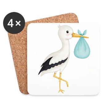 niedlicher Storch türkis - Untersetzer (4er-Set) - Weiß - Vorne