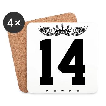 14 Couronne de numéros - Dessous de verre (lot de 4) - blanc - Devant