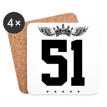 51 Zahl Krone - Untersetzer (4er-Set) - Weiß - Vorne