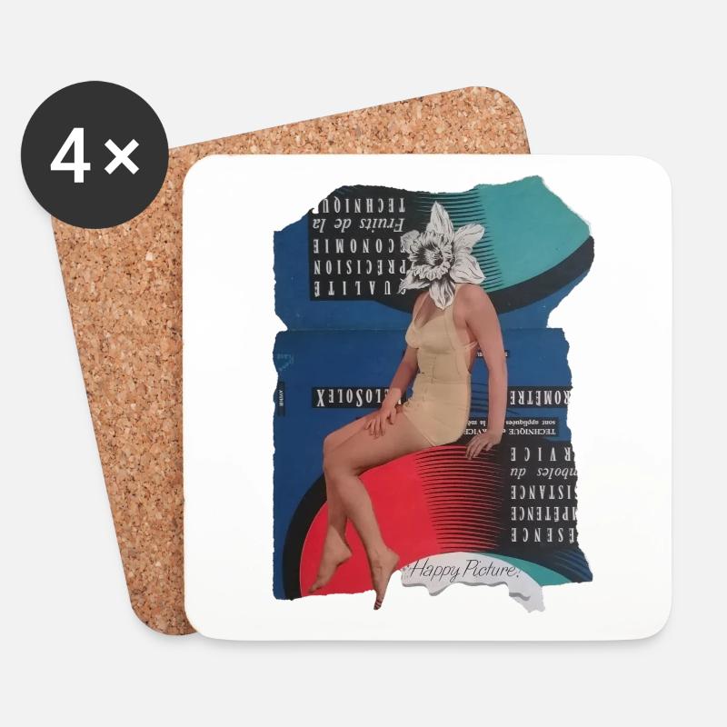 diffusion d’image heureuse - Dessous de verre (lot de 4) - blanc