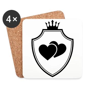 Armoiries du symbole du cœur - Dessous de verre (lot de 4) - blanc - Devant